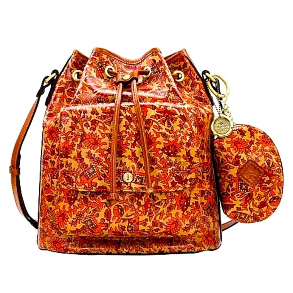 PATRICIA NASH 🌸 BOHO INDIA PRINT Sabina Leather Drawstring Bag with Pouch NWT